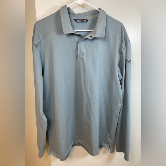 Arc'teryx Captive Long Sleeve Polo, Blue, Men's XXL Shirts